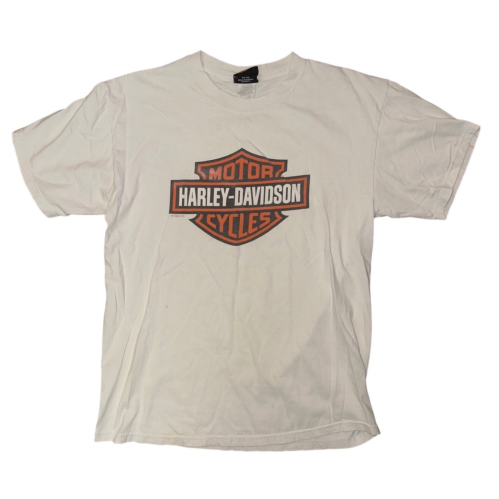 Vintage Harley Davidson Twin Cities Lakeville MN White Graphic T-Shirt Mens M